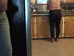 my turkish stepmom nearly caught me cumming on her big ass while i stroked.