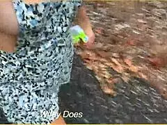 The girl was dared to run in public with side boobs