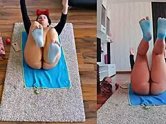 A nice workout with sweat and seduction in dual cam action