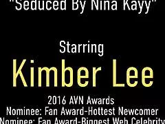 Stunning babe Kimber Lee kisses fiercely, excited