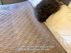 Shy Arab stepmom shares hotel bed with me for sneaky fun.