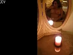 Hot masturbation in front of a beautiful antique mirror