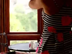Busty housewife and her YOUNG GARDENER GIRL in action