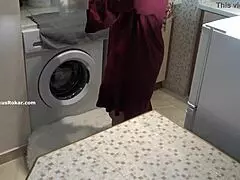 Stupid Maid Stuck in Washing Machine, Can't Escape the Wild Situation