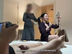 Stepmom and husband flaunt cock before dinner