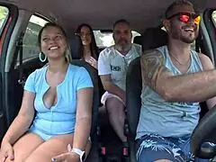 Ted hitched a ride with Mari and Chell. He scored a hot young Brazilian in the backseat with Candy Debby.