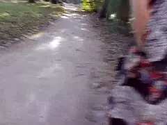 i love watching this hairy mature babe flashing her pussy in the park