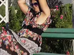 i love watching this hairy mature babe flashing her pussy in the park