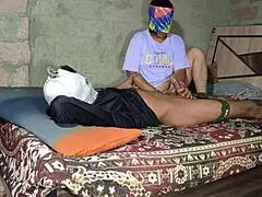 Indian Desi Step Sister Engages in Steamy Sex with Intense Fingering in Bathroom.