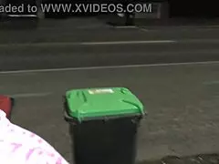 omg, this kiwi milf got pissed on in public while dumping trash on a busy street!