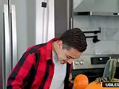 milf surprises with a naughty pumpkin trick involving a hard cock