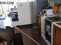 OMG, leaked vid of famous Mexican influencer going wild in kitchen with broomstick! 😱