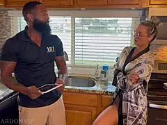 Stepmom couldn’t resist and lured the plumber into a steamy encounter. Their interracial fling turned wild with deep moves.