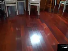 Big Dick Digs Deep into Two Phat Asses on Kitchen Table