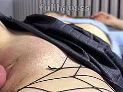 Big Cock Rubbing Shaved Wet Horny Clit Close Up
