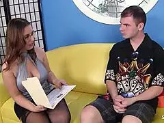 curvy nympho with glasses seducin huge cock guy