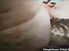 Blonde Vicky Vette rams a crystal dildo deep in her tight butt