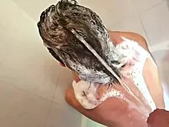 Hey, he pees on me while I’m washing my hair, part of a wild wetting compilation! 😅