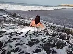 Stepmom requests stepson for a daring nude beach photoshoot