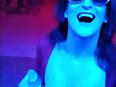 This techno party slut knows how to get down and dirty with everyone watching.