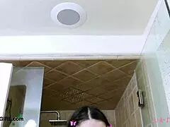 Brunette model with long hair just showered on my sofa