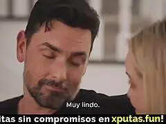 Two Guys Dominate Hot Blonde Spanish Sub in Wild 3some