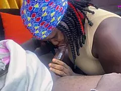 Africa’s Black Big Ass Stepmom Screws Gateman in Wild Creampie