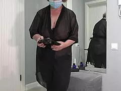 plump milf shows off big butt in sexy bodysuit