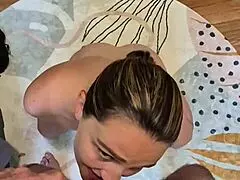 Dirty wife plays solo and gets a massive facial! 😍