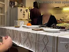 hey, can you believe my husband’s jerking under the table right in front of my step mom in the kitchen?