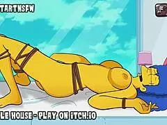Marge Simpsons milf gets wild in multiple positions with a creampie finish in Hole House game.