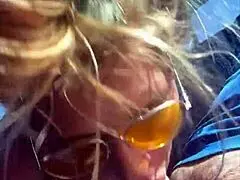 Blonde Cheating Whore Sucks a Stranger's Cock and Takes a Messy Facial in Broad Daylight Public Spot