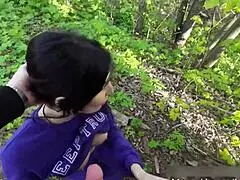Hey, I Just Fucked This Hot Chick With Fake Tits in the Forest and Gave Her a Mouthful of Cum!