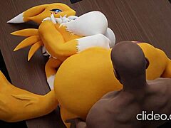 Renamon's big tits get worked