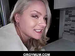 The mother in law allows her son to bang her in the kitchen