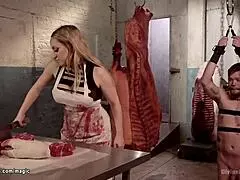 Milf butcher's kinky delivery man surprise