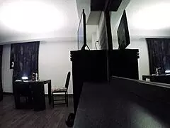 Naked self-pleasure in hotel room