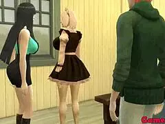 Sasori and Hinata have a turn on him in this anime porn video