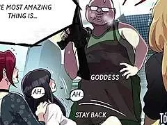 Sex cartoon of American style with a step mother who is much older than her stepdaughter