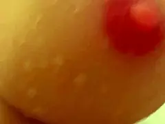 Brunette MILF cleans friend's chest