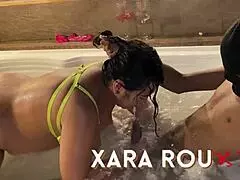 Hot Colombian MILF richescnt to jerk off and f%k in this home video 3-some